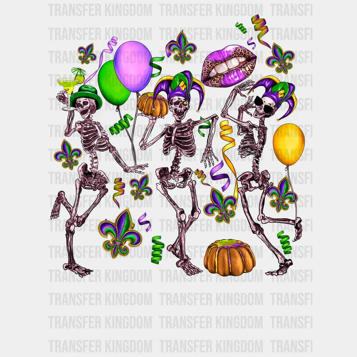 Skeletons Mardi Gras Design- Mardi Gras DTF heat transfer