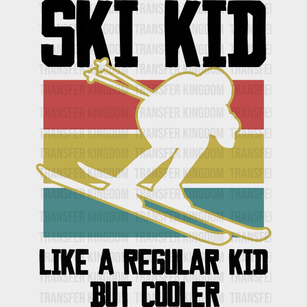 Ski Kid - Skiing Dtf Heat Transfer Unisex S & M (10’’) / Dark Color Design (See Imaging)