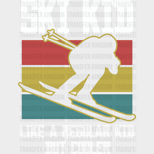 Ski Kid - Skiing Dtf Heat Transfer Unisex S & M (10’’) / Light Color Design (See Imaging)