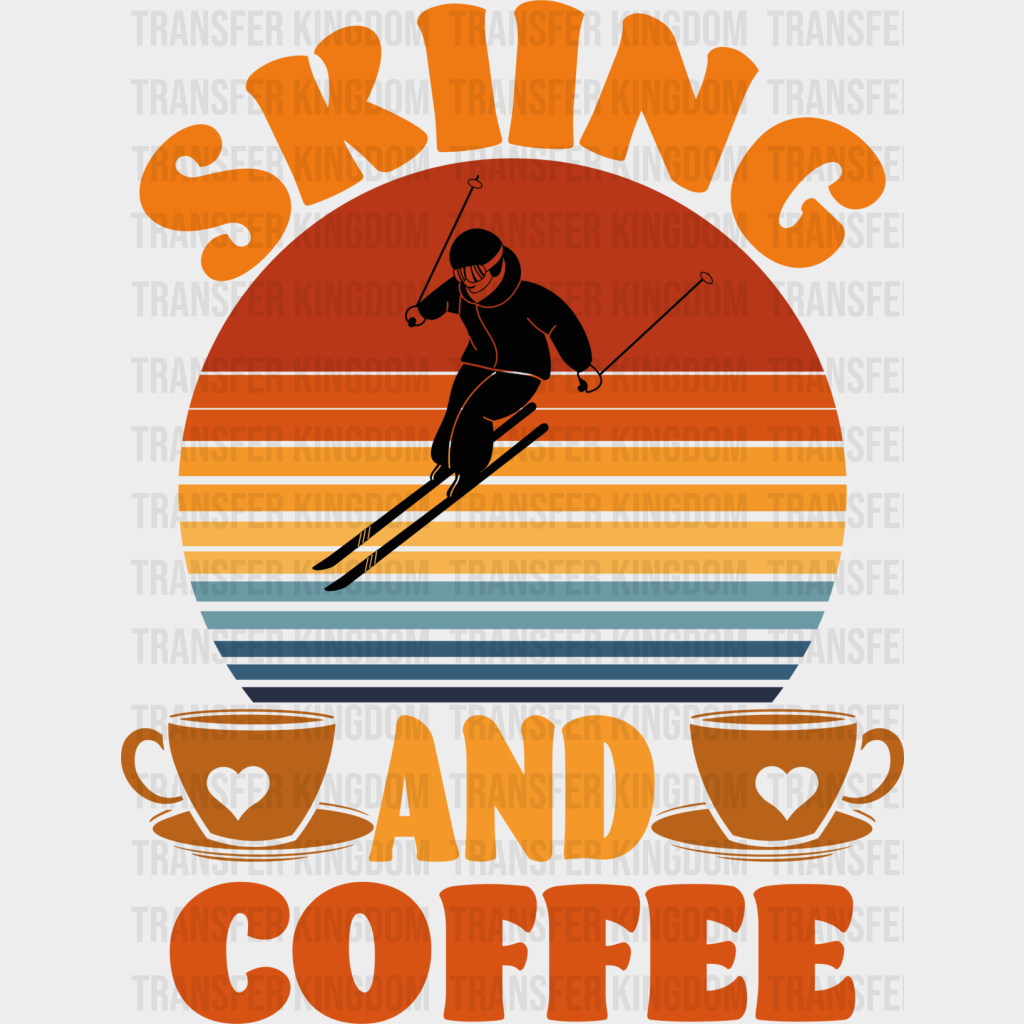 Skiing And Coffee - Dtf Heat Transfer