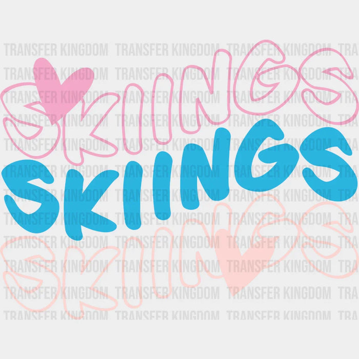 Skiing Heart Design - Skiing DTF Heat Transfer