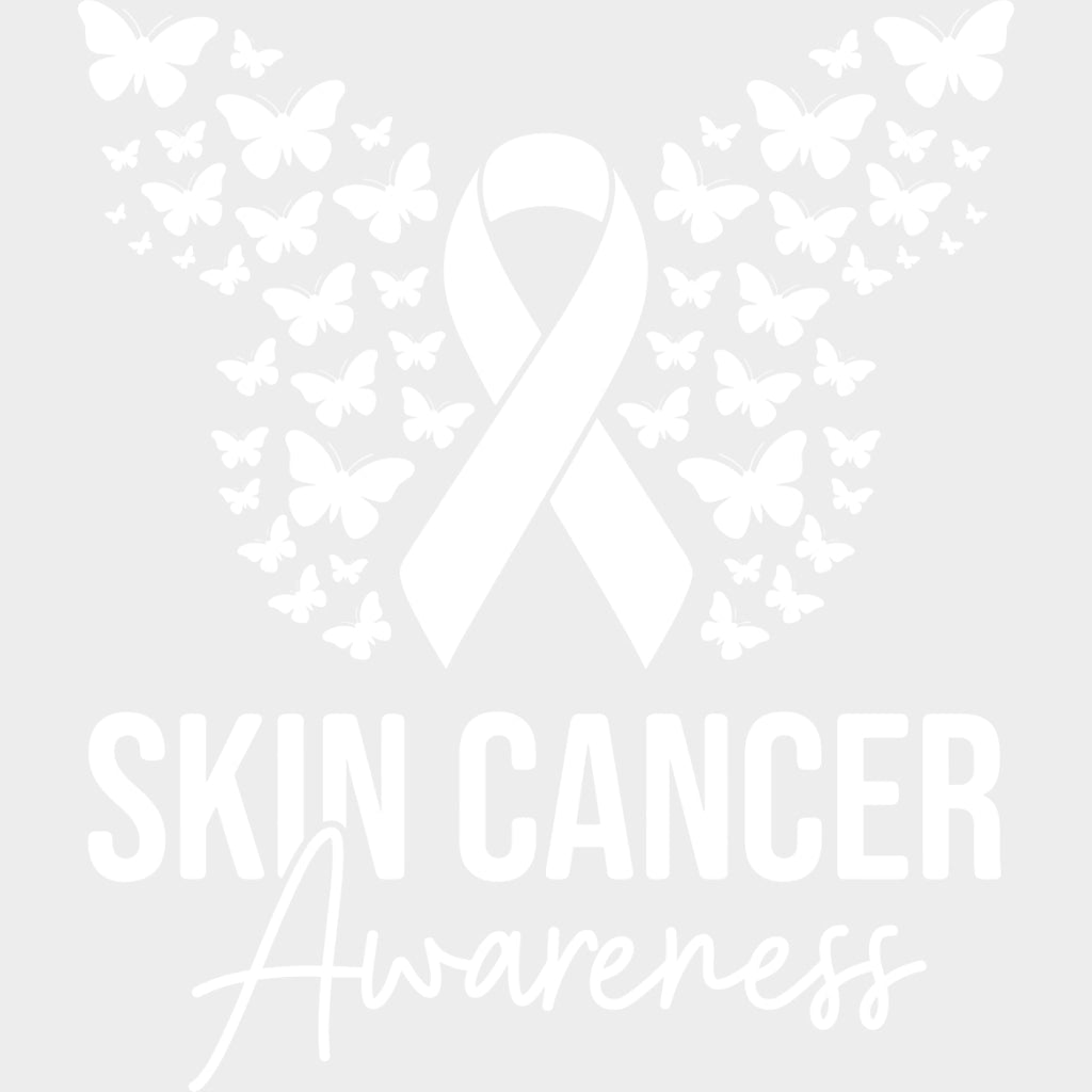 Skin Cancer Awareness Ribbon & Butterflies - Melanoma DTF Transfers - Adult Unisex - S & M (10’’) / Light Color Design