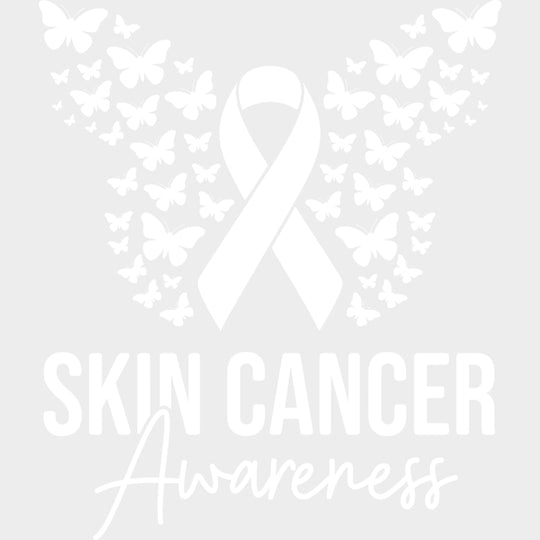 Skin Cancer Awareness Ribbon & Butterflies - Melanoma DTF Transfers - Adult Unisex - S & M (10’’) / Light Color Design