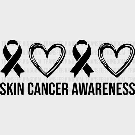 Skin Cancer Awareness Ribbons & Hearts - Melanoma DTF Transfers - Adult Unisex - S & M (10’’) / Dark Color Design (See