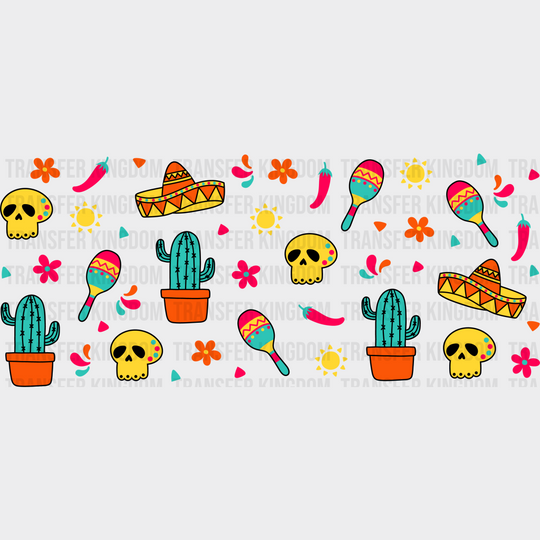 Skull And Cactus - Cinco De Mayo Cup Wrap Uv Sticker Permanent Dtf Decal