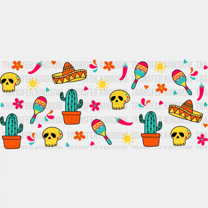 Skull And Cactus - Cinco de Mayo Cup Wrap UV Sticker Permanent UV DTF Decal