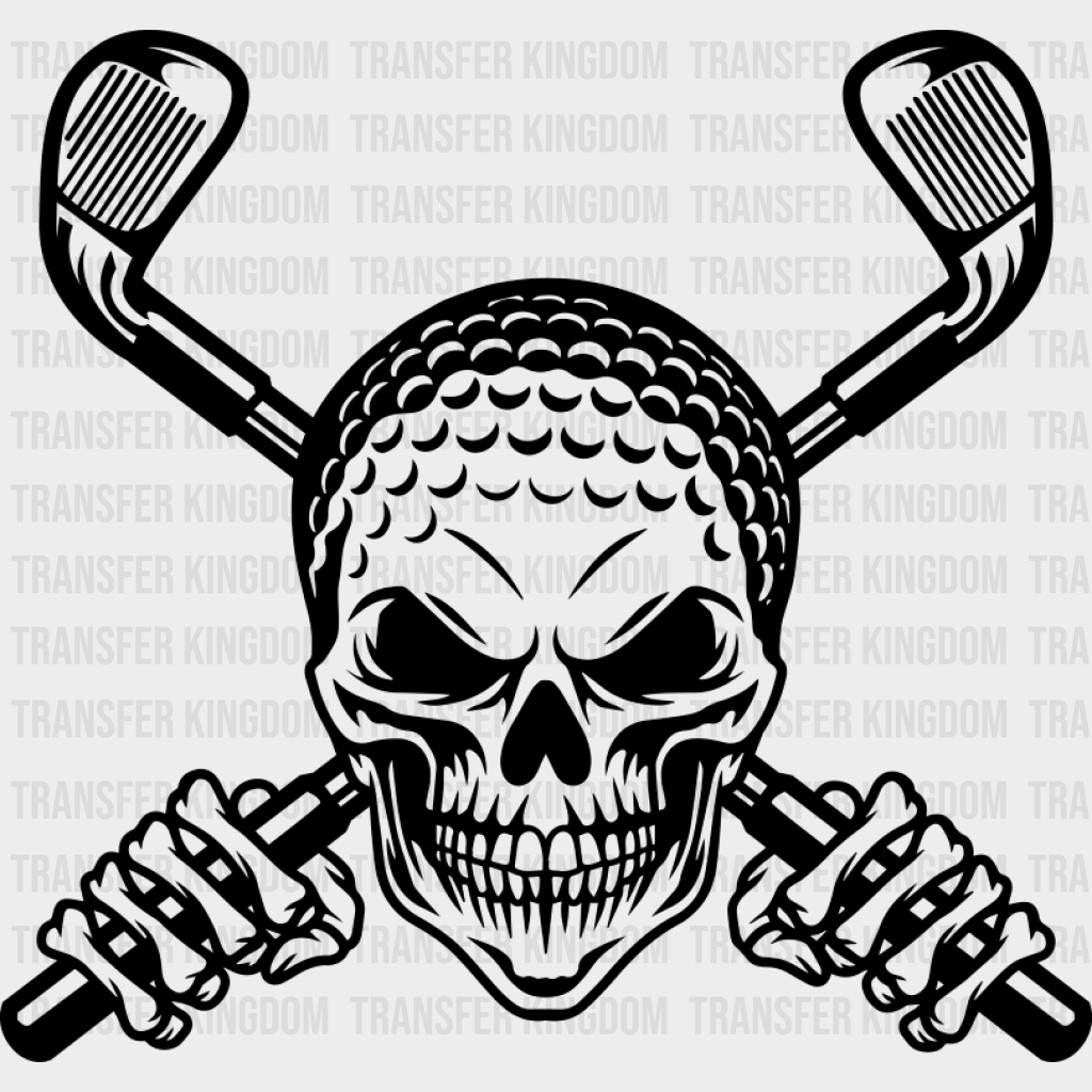 Skull Design - Golf DTF Transfer Adult Unisex - S & M (10’’) / Dark Color Design (See Imaging)