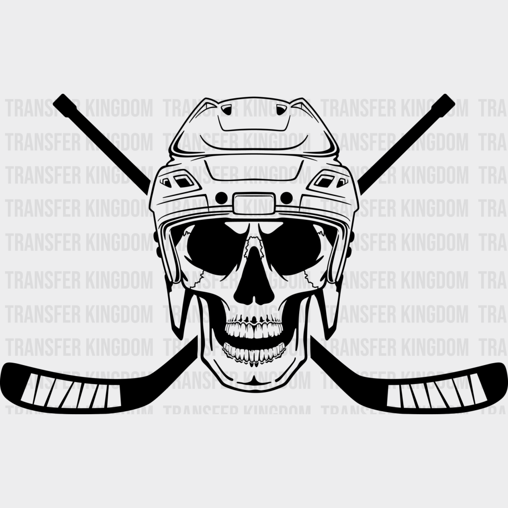 Skull Hockey Design - Dtf Heat Transfer Unisex S & M (10’’) / Dark Color (See Imaging)