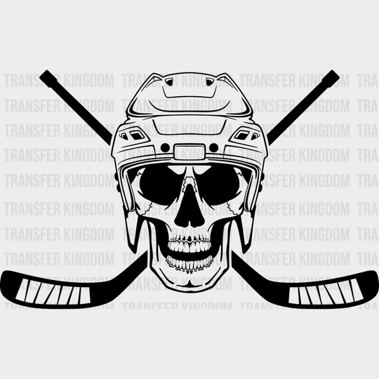 Skull Hockey Design - Dtf Heat Transfer Unisex S & M (10’’) / Dark Color (See Imaging)