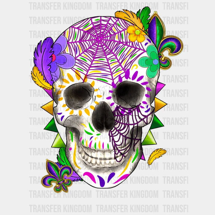 Skull Mardi Gras Design - Mardi Gras DTF transfer