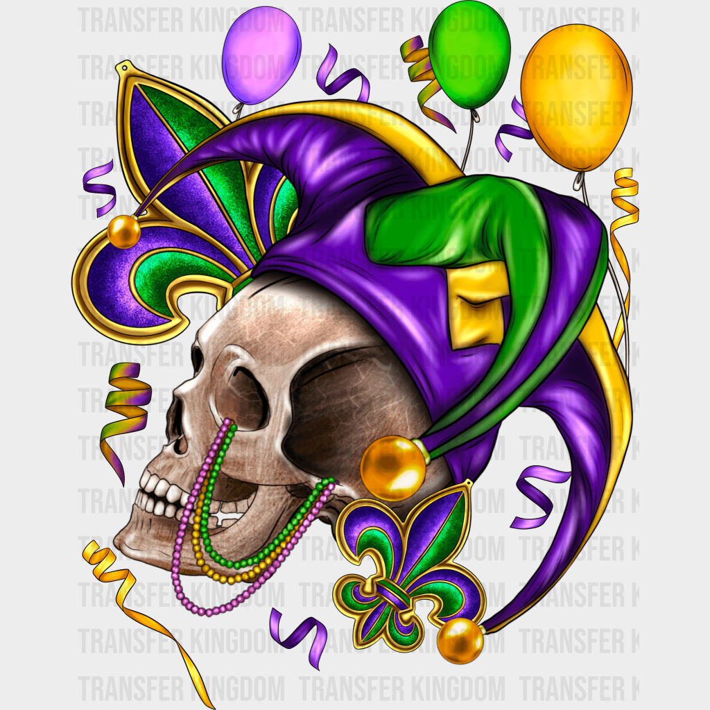 Skull Mardi Gras Design- Dtf Heat Transfer