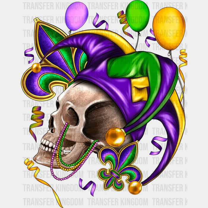 Skull Mardi Gras Jester Hat Design - Mardi Gras DTF heat transfer