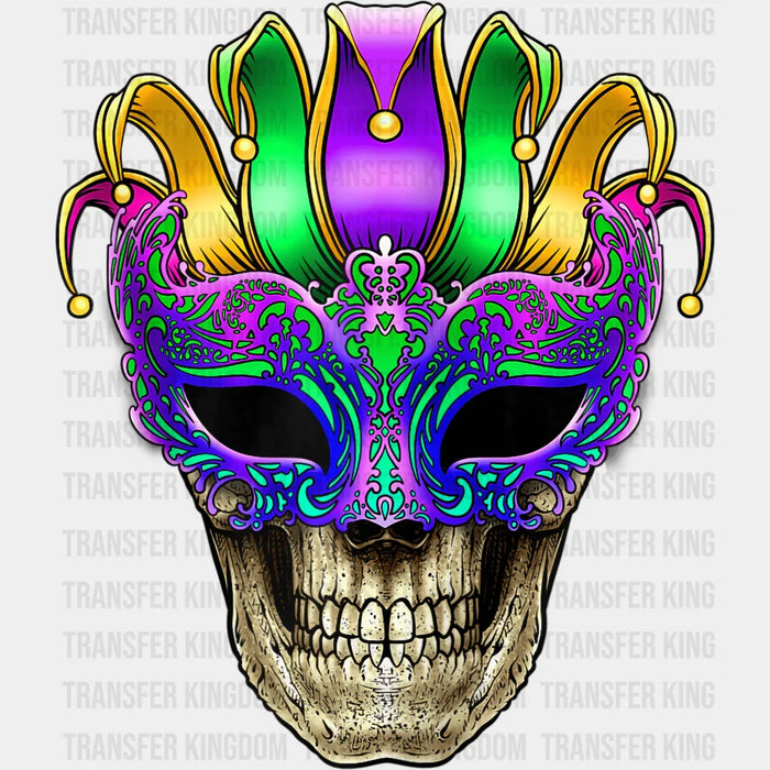 Smiling Skull Mardi Gras Design- Mardi Gras DTF heat transfer