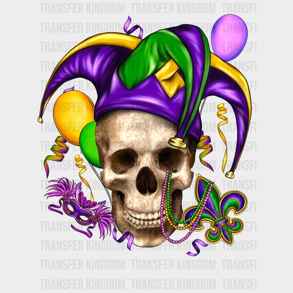 Skull Mardi Gras Design- Dtf Heat Transfer