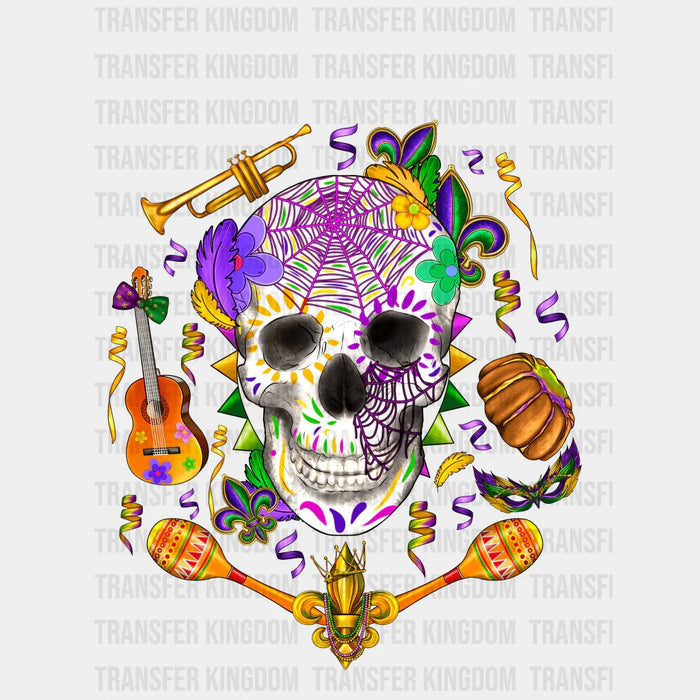 Skull Mardi Gras Design- Mardi Gras DTF heat transfer