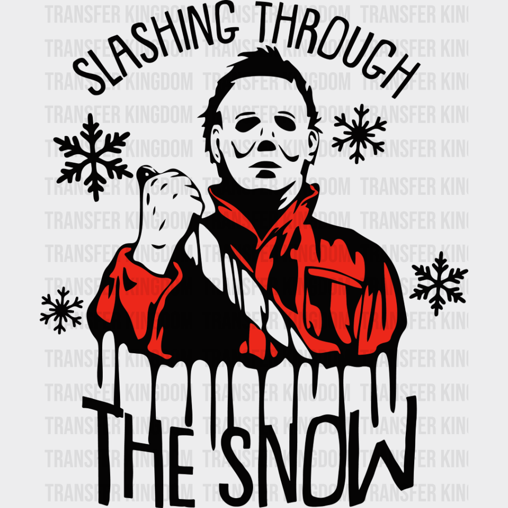 Slashing Through The Snow - Halloween Iron On Dtf Transfer Unisex S & M (10’’) / Dark Color