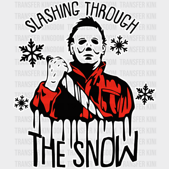 Slashing Through The Snow - Halloween Iron On Dtf Transfer Unisex S & M (10’’) / Light Color