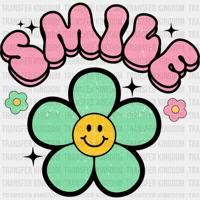 Smile Colorful Flower Design - Good Vibes DTF Transfer