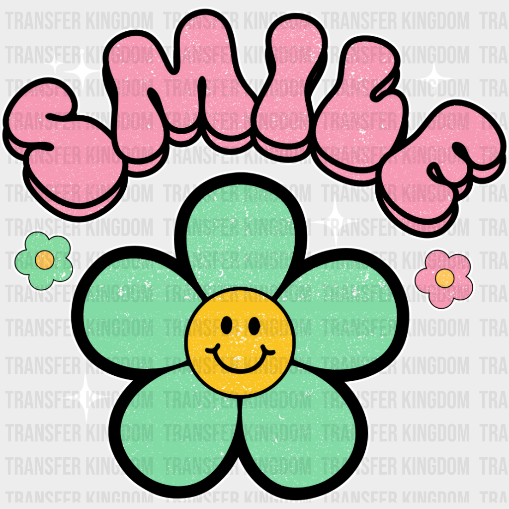 Smile Colorful Flower Design - Good Vibes Dtf Transfer Unisex S & M (10’’) / Light Color See Imaging