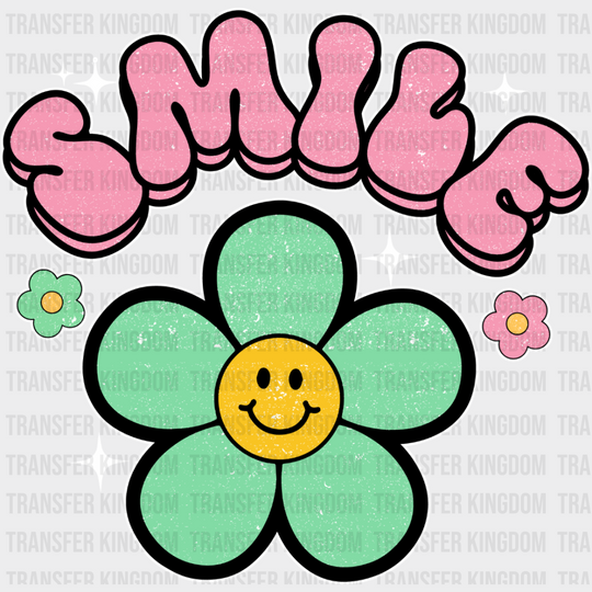 Smile Colorful Flower Design - Good Vibes Dtf Transfer Unisex S & M (10’’) / Light Color See Imaging