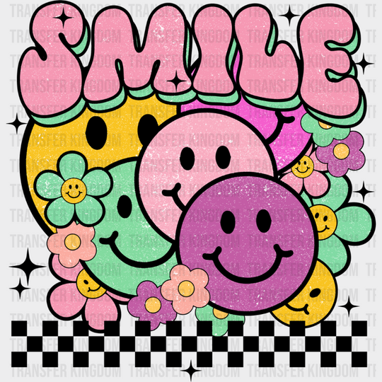 Smile Colorful Smileys - Good Vibes Dtf Transfer Unisex S & M (10’’) / Dark Color Design See Imaging