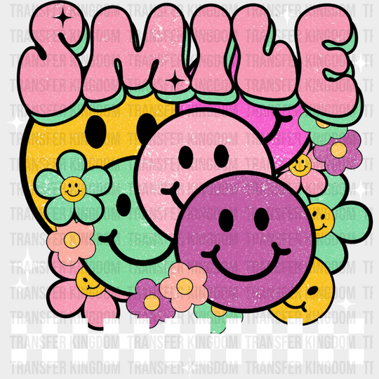 Smile Colorful Smileys - Good Vibes Dtf Transfer Unisex S & M (10’’) / Light Color Design See