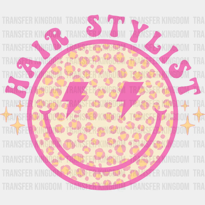 Smiley Hair Stylist Pink Design - Hair Stylist DTF heat transfer