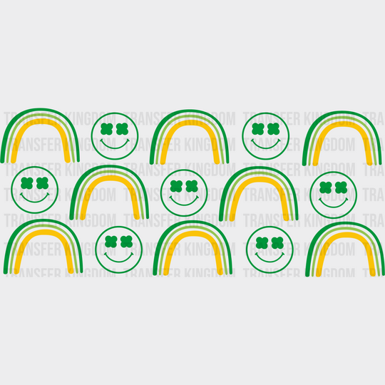 Smiley And Green Rainbows - St Patrick Cup Wrap Uv Sticker Permanent Dtf Decal