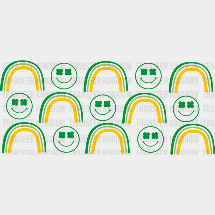 Smiley And Green Rainbows - St Patrick Cup Wrap UV Sticker Permanent UV DTF Decal