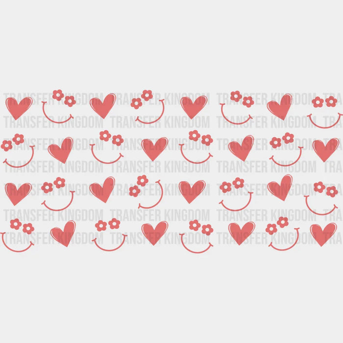Smiley And Heart UV DTF Transfer Cup Wrap UV DTF Sticker