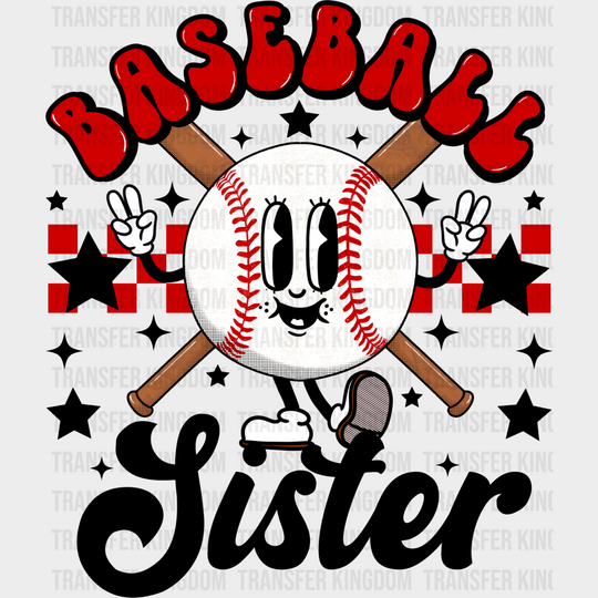 Smiley Baseball Sister - Dtf Heat Transfer Unisex S & M (10’’) / Dark Color Design (See Imaging)