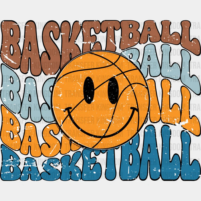 Smiley Basketball Design - Basketball DTF Heat Transfer