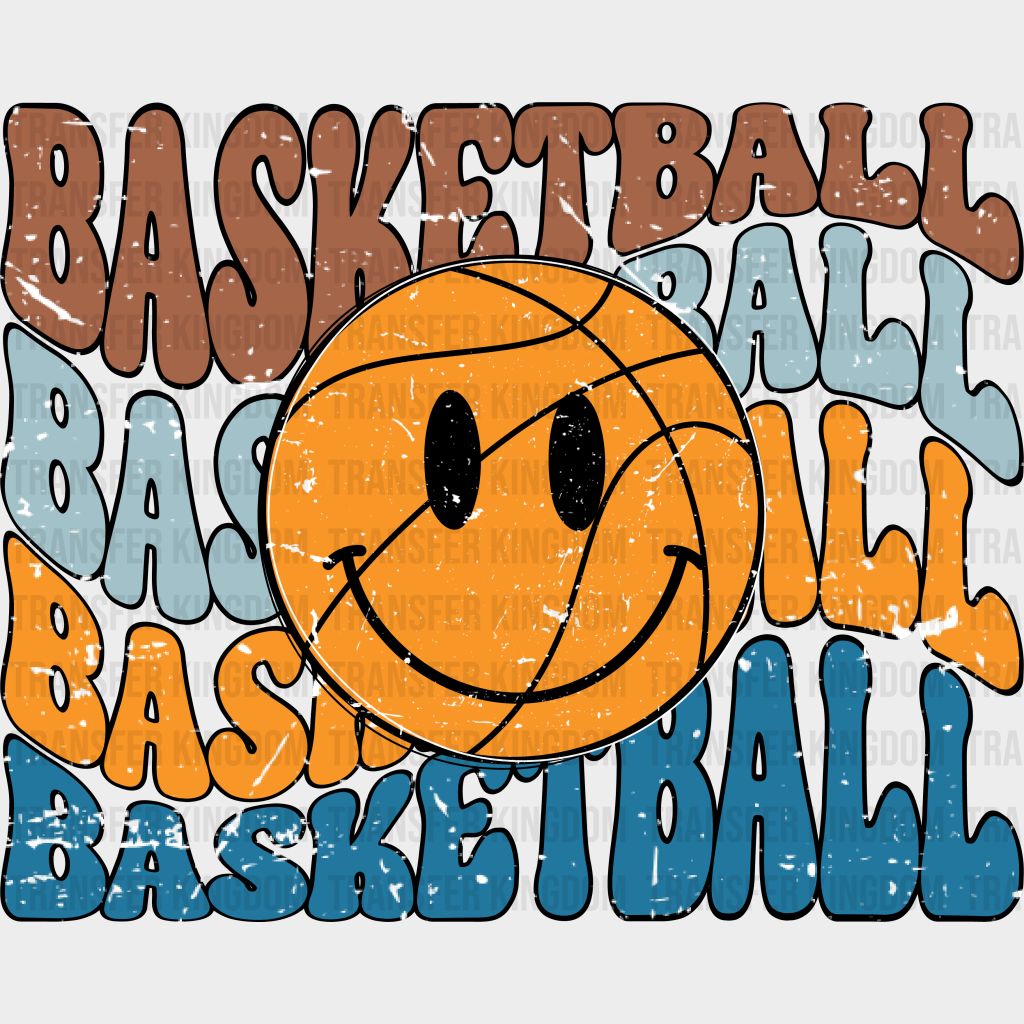 Smiley Basketball Design - Dtf Heat Transfer