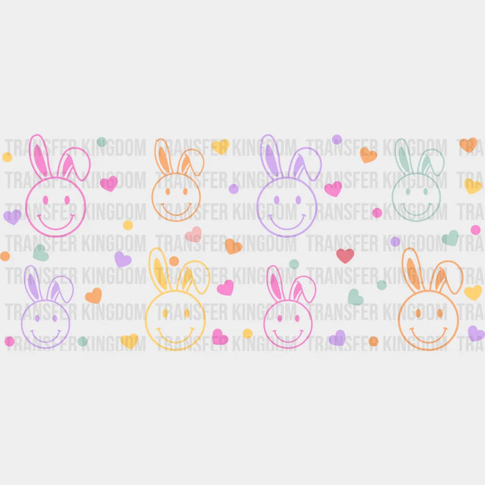 Smiley Bunnies - Easter Cup Wrap UV Sticker Permanent UV DTF Decal