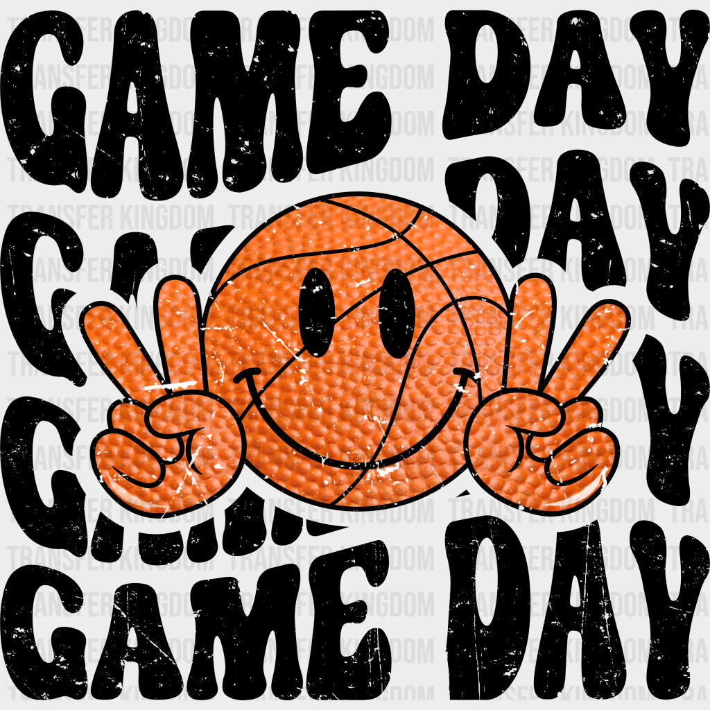 Smiley Peace Sign Game Day Design - Basketball Dtf Heat Transfer Unisex S & M (10’’) / Dark