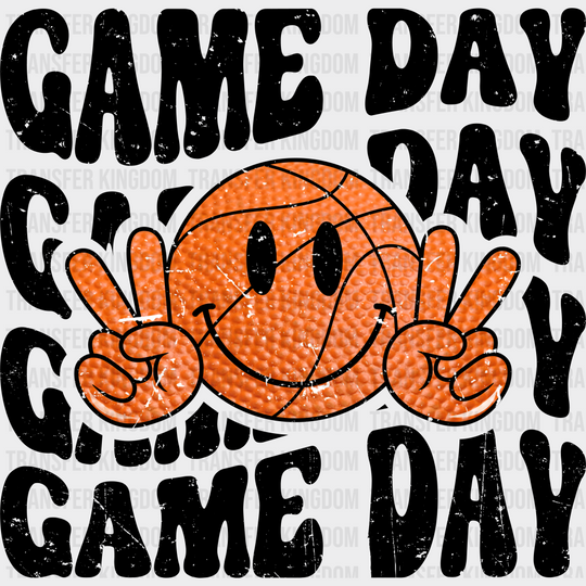 Smiley Peace Sign Game Day Design - Basketball Dtf Heat Transfer Unisex S & M (10’’) / Dark