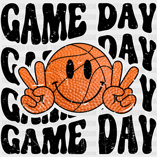 Smiley Peace Sign Game Day Design - Basketball Dtf Heat Transfer Unisex S & M (10’’) / Light