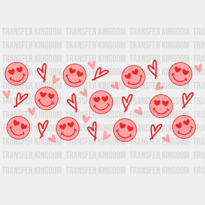 Smiley Pink Hearts - UV DTF Transfer Cup Wrap UV DTF Sticker