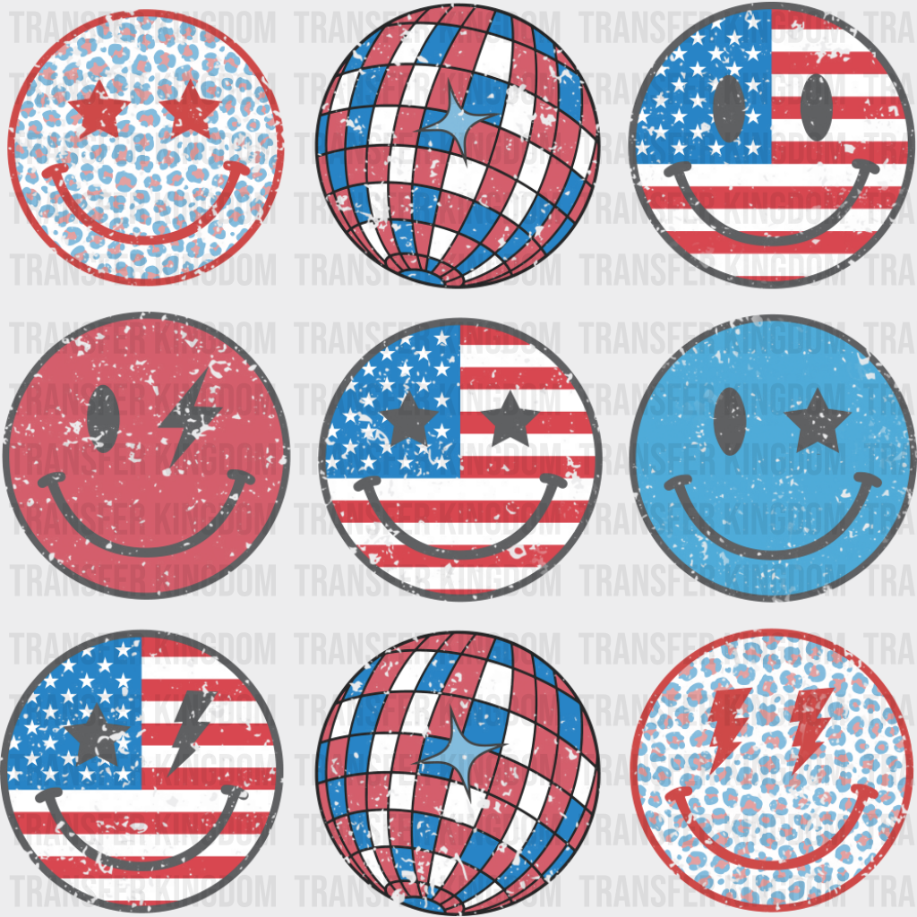 Smileys & Disco Balls - 4th Of July DTF Transfer