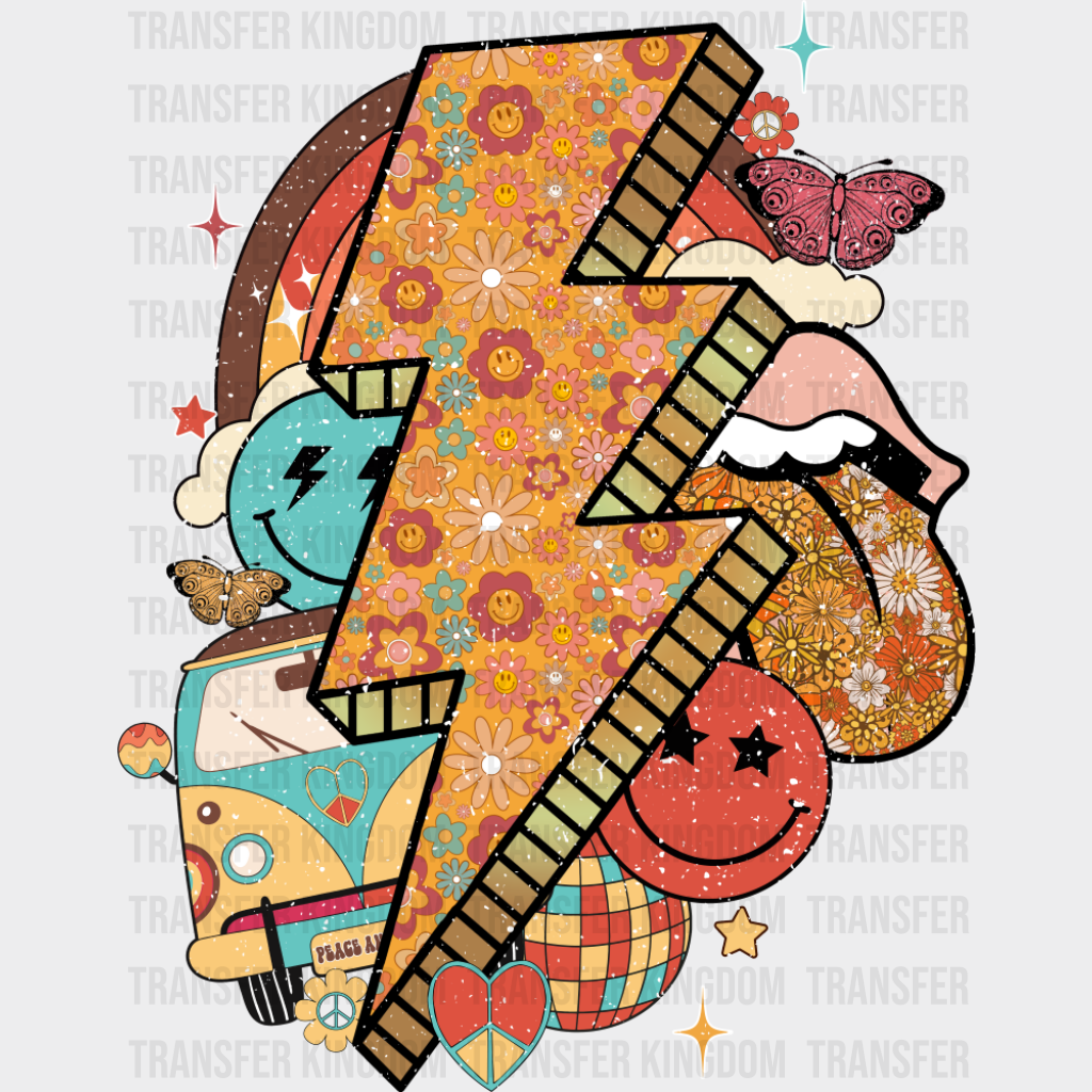 Smileys & Lightning Bolt - Good Vibes DTF Transfer