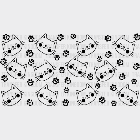 Smiling Cat Dark Design - Pets Cup Wrap Uv Sticker Permanent Dtf Decal