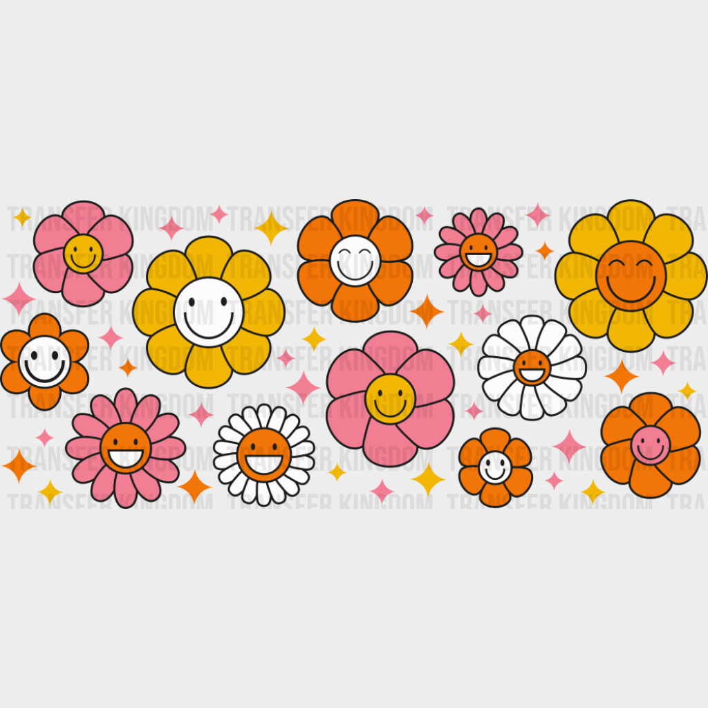 Smiling Flowers - General Cup Wrap UV Sticker Permanent UV DTF Decal UVDTF