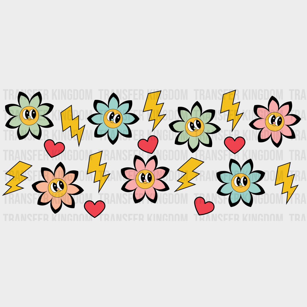 Smiling Flowers Uv Dtf Transfer Cup Wrap Sticker