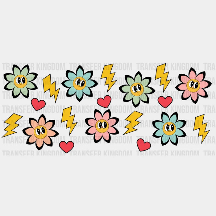 Smiling Flowers UV DTF Transfer Cup Wrap UV DTF Sticker
