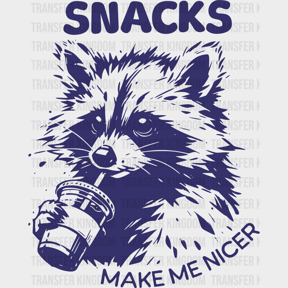 Snacks Make Me Nicer - Funny DTF Transfer Adult Unisex - S & M (10’’) / Blue Color Design (See Imaging)