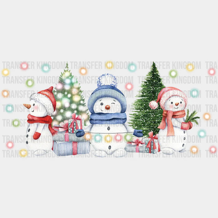 Snow Man Tree Design - Winter Cup Wrap UV Sticker Permanent UV DTF Decal