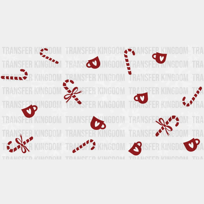 Snowflakes And Candy - Winter Cup Wrap UV Sticker Permanent UV DTF Decal