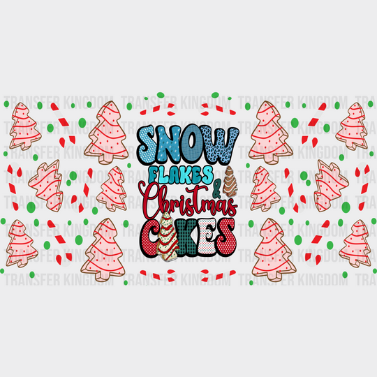 Snowflakes And Christmas Cakes - Cup Wrap Uv Sticker Permanent Dtf Decal