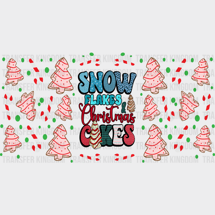 Snowflakes And Christmas Cakes - Christmas Cup Wrap UV Sticker Permanent UV DTF Decal