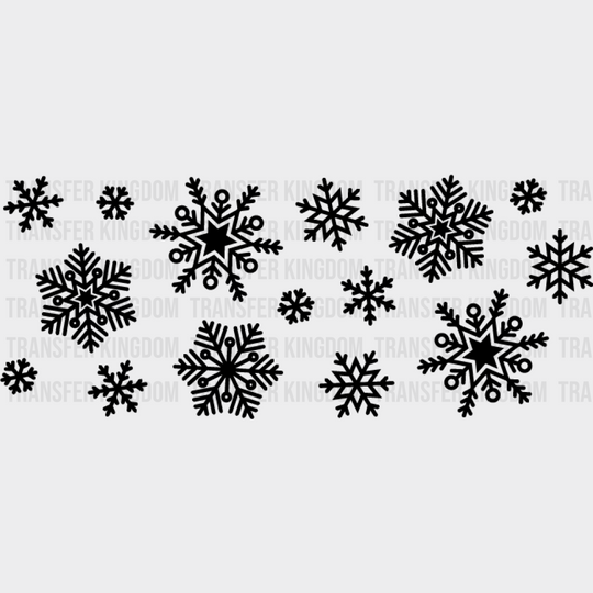 Snowflakes Dark Design - Winter Cup Wrap Uv Sticker Permanent Dtf Decal